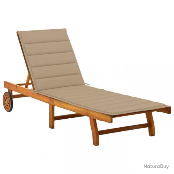 Chaise longue de jardin avec coussin Bois d'acacia solide