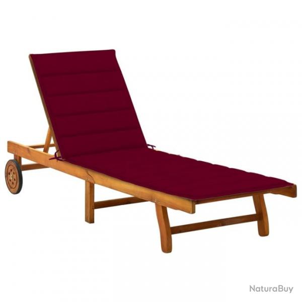 Chaise longue de jardin avec coussin Bois d'acacia solide