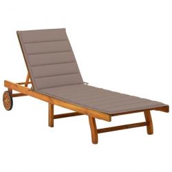 Chaise longue de jardin avec coussin Bois d'acacia solide