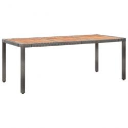 Table de jardin 190x90x75 cm Résine tressée/bois d'acacia Gris