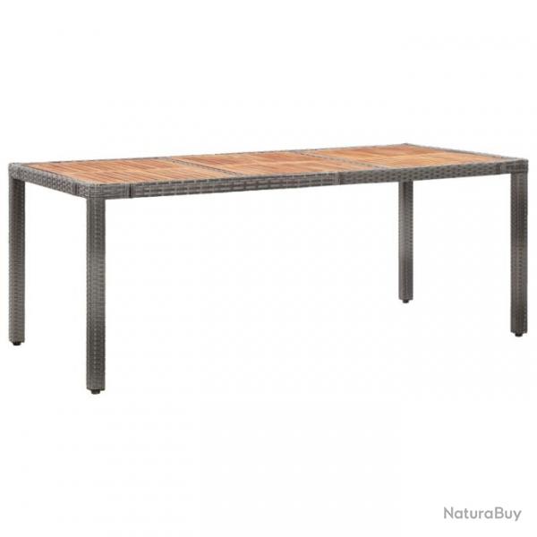 vidaXL Table de jardin 190x90x75 cm Rsine tresse/bois d'acacia Gris