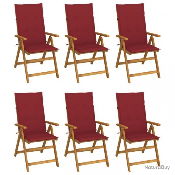 Chaises pliables de jardin 6 pcs avec coussins Bois d'acacia