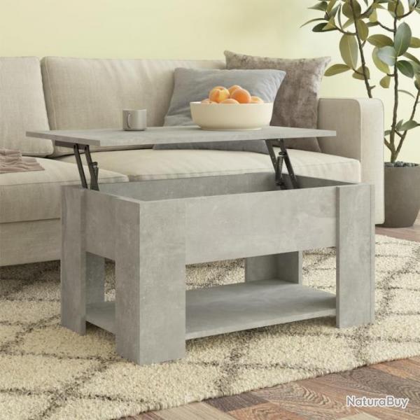 Table basse Gris bton 79x49x41 cm Bois d'ingnierie