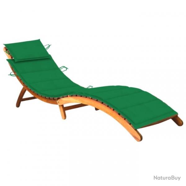 Chaise longue de jardin avec coussin Bois d'acacia solide