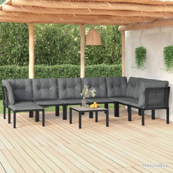 Salon de jardin 9 pcs noir et gris rsine tresse