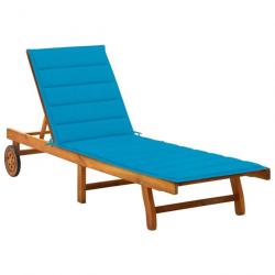 Chaise longue de jardin avec coussin Bois d'acacia solide