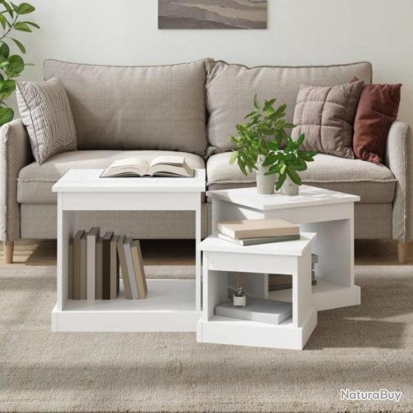 Tables gigognes 3 pcs blanc bois d'ingnierie