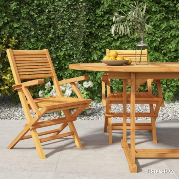 Chaises de jardin pliantes 2 pcs 55x62x90 cm bois massif teck