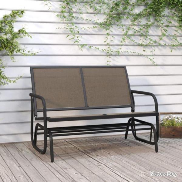 Banc oscillant de jardin marron 120,5x76x86,5cm textilne/acier