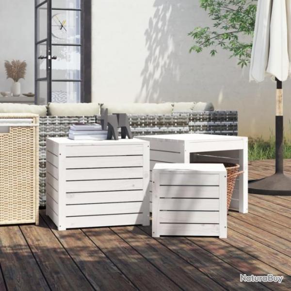 Ensemble de botes de jardin 3 pcs blanc bois de pin massif