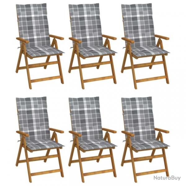 Chaises pliables de jardin 6 pcs avec coussins Bois d'acacia