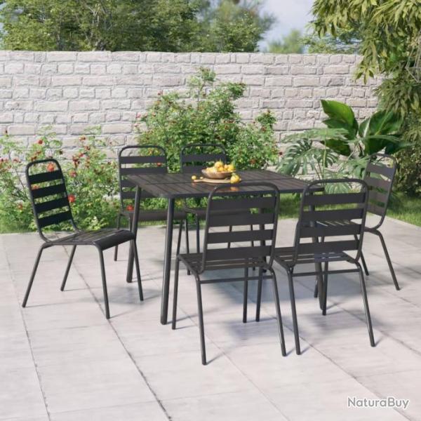 Ensemble de salle  manger de jardin 7 pcs anthracite acier