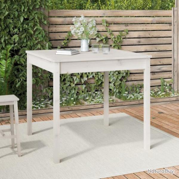 Table de jardin blanc 82,5x82,5x76 cm bois massif de pin