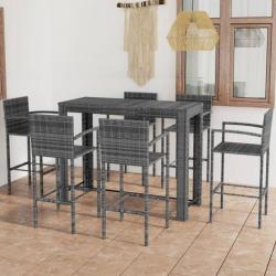 Jeu de bar de jardin 7 pcs avec accoudoirs Résine tressée Gris