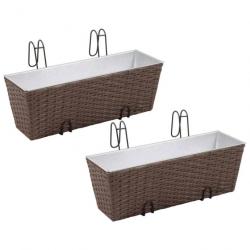 Jeu de jardinières de balcon Trapèze Rotin 50 cm 2 pcs Marron