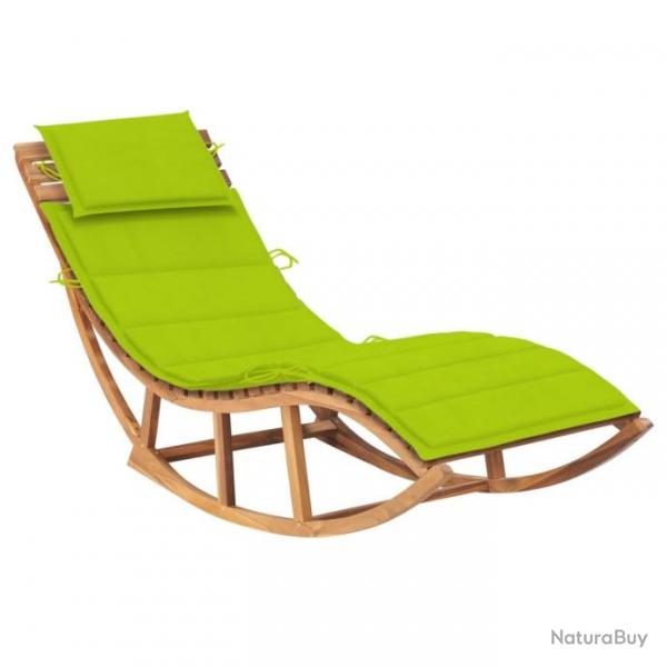 Chaise longue  bascule avec coussin Bois de teck solide