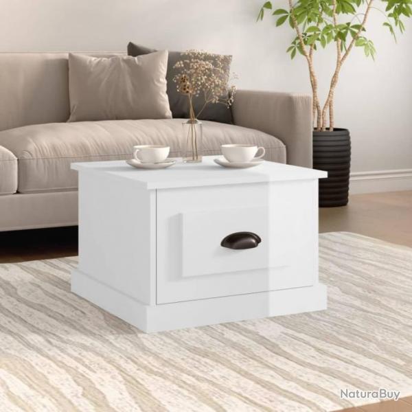 Table basse blanc brillant 50x50x35 cm bois d'ingnierie