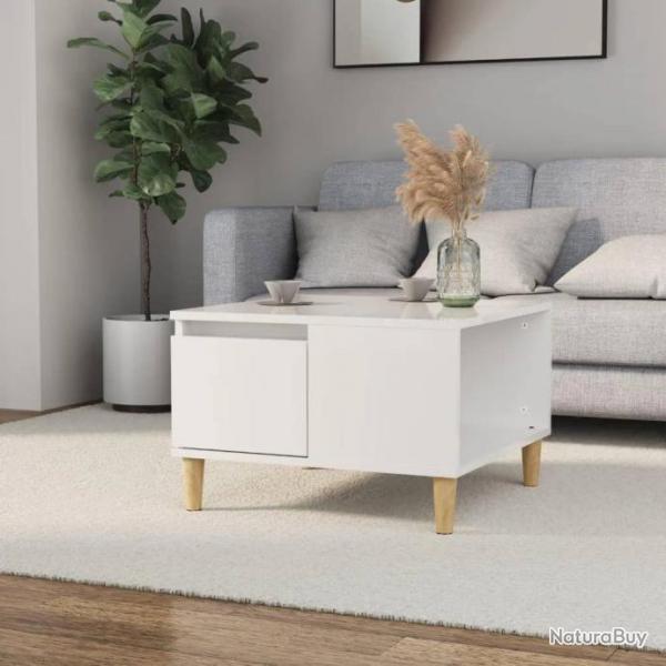 Table basse blanc brillant 55x55x36,5 cm bois d'ingnierie
