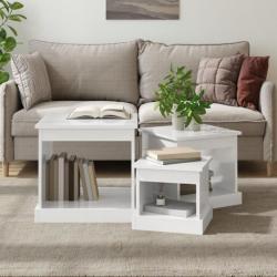 Tables gigognes 3 pcs blanc brillant bois d'ingénierie