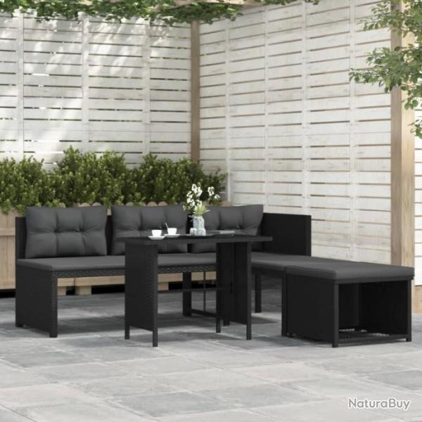 Salon de jardin 4 pcs Rsine tresse Noir