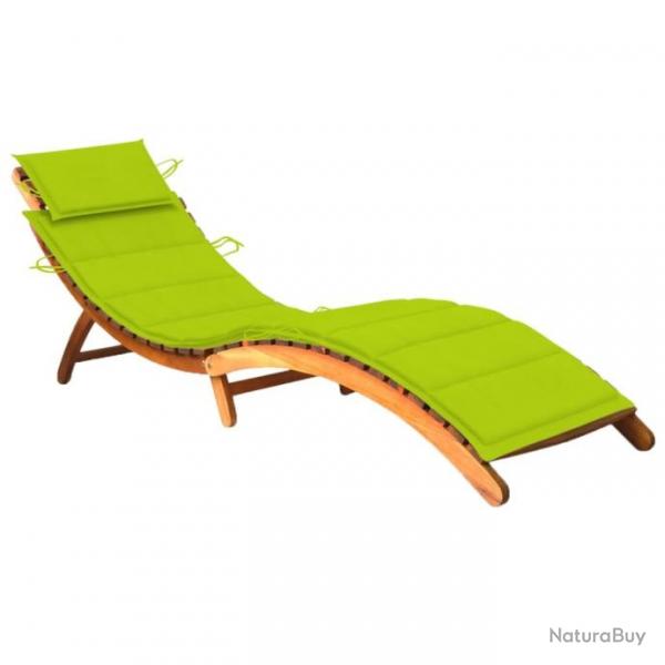 Chaise longue de jardin avec coussin Bois d'acacia solide