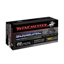 22 LR 10 boites de 50 MUNITIONS WINCHESTER SUBSONIC 42GR / 50-SUB SUBSONIC 42 MAX - HP - CW22SUB42 -