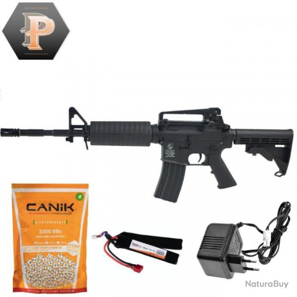 Pack replique Airsoft Colt M4 Carbine Black Mtal body 1,2 J + batterie + chargeur batterie + billes
