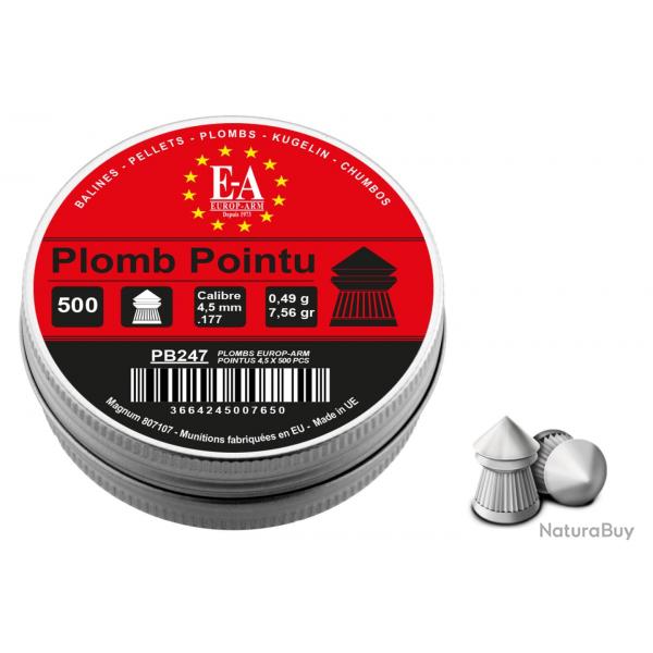 Plombs Europ-Arm  tte pointue cal. 4,5 mm - PB247