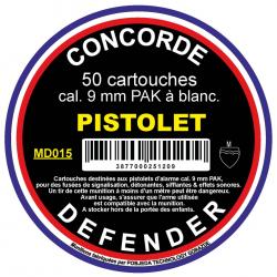 Boîte de 50 cartouches cal. 9 mm PAK à blanc - Munitions 9 mm PAK à blanc - MD015