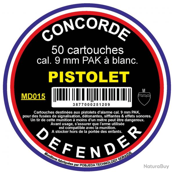Bote de 50 cartouches cal. 9 mm PAK  blanc - Munitions 9 mm PAK  blanc - MD015