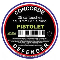 Boîte de 25 cartouches cal. 9 mm PAK à blanc - Munitions 9 mm PAK à blanc - MD014