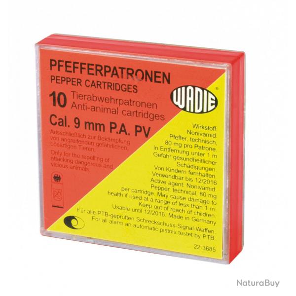 Bote de 10 cartouches 9 mm PA  poivre - MD222