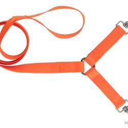 Laisse 1,30 m sangle nylon 2 chiens orange fluo - Country - CH3255