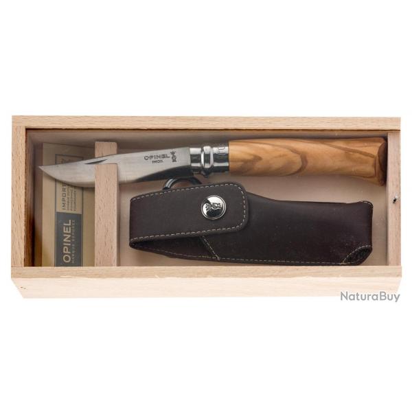 Coffret couteau Opinel numro 8 - bois d'olivier - LC280