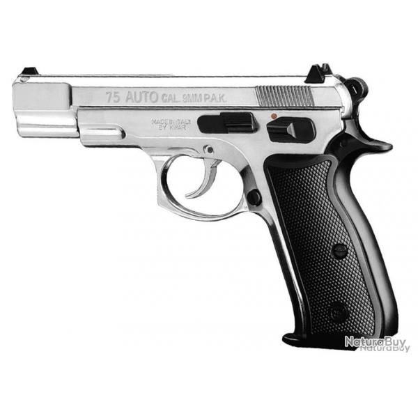 Pistolet 9 mm  blanc Chiappa CZ75 W nickel - AB236