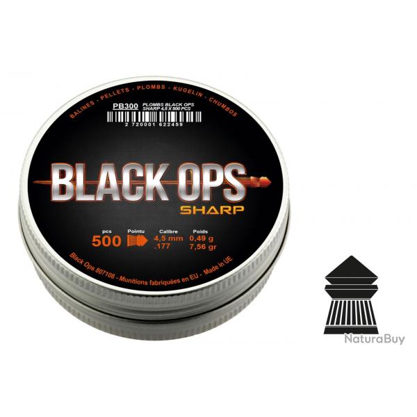 Bote de 500 plombs Black Ops Sharp  tte pointue cal. 4.5 mm - PB300