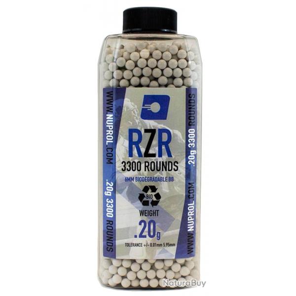 Billes Airsoft 6mm RZR 0.20g BIO bouteille 3300 bbs - 0,20g - BB9135