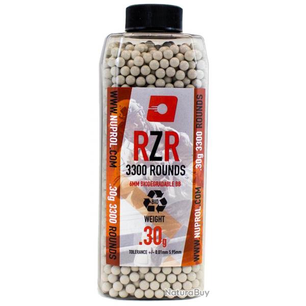 Billes Airsoft 6mm RZR 0.30g BIO bouteille 3300 bbs - 0,30g - BB9138