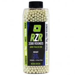 Billes Airsoft 6mm RZR 0.20g bouteilles 3300 bbs TRACER vertes - 0,20g VERTE - BB9131