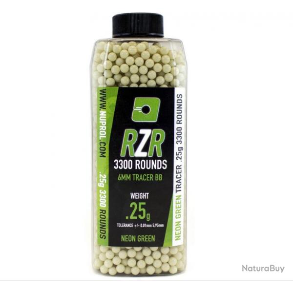 Billes Airsoft 6mm RZR 0.25g bouteilles 3300 bbs TRACER vertes - 0,25g VERTE - BB9133