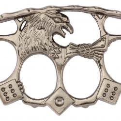 Poing américain Pigargue et Dés en argenté - Poing américain Aigle et Dés - AD652