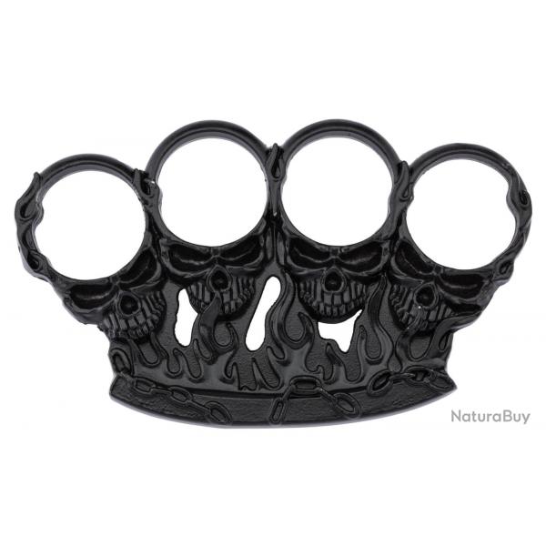 Poing amricain ttes de mort en mtal bronz noir - AD653