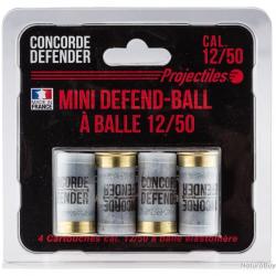Boite de 4 cartouches Mini Defend-Ball cal.12/50 à balle Elastomere - MD0413