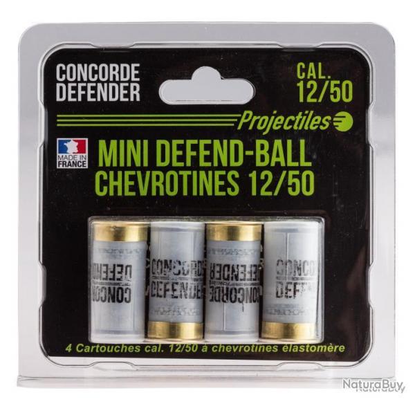 Boite de 4 cartouches Mini Defend-Ball cal. 12/50 chevrotine Elastomere - MD0421
