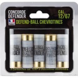 Boite de 5 cartouches Defend-Ball cal.12/67 chevrotines Elastomere - MD0422