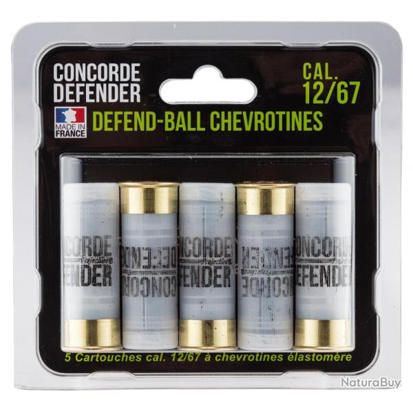 Boite de 5 cartouches Defend-Ball cal.12/67 chevrotines Elastomere - MD0422