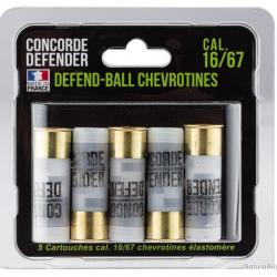 Boite de 5 cartouches Defend-Ball cal.16/67 chevrotines Elastomere - MD0423