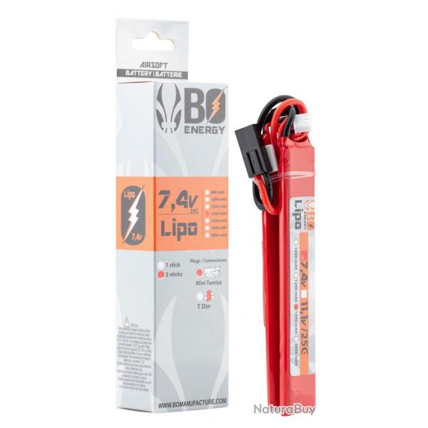 2 sticks batterie Lipo 2S 7.4V 1300mAh 25C - Mini TAMYIA - A63007