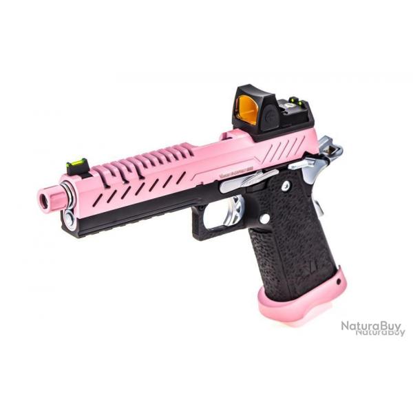 Rplique GBB gaz Hi-Capa 5.1 Noir / Rose 1,0J + point rouge BDS - PG3281R