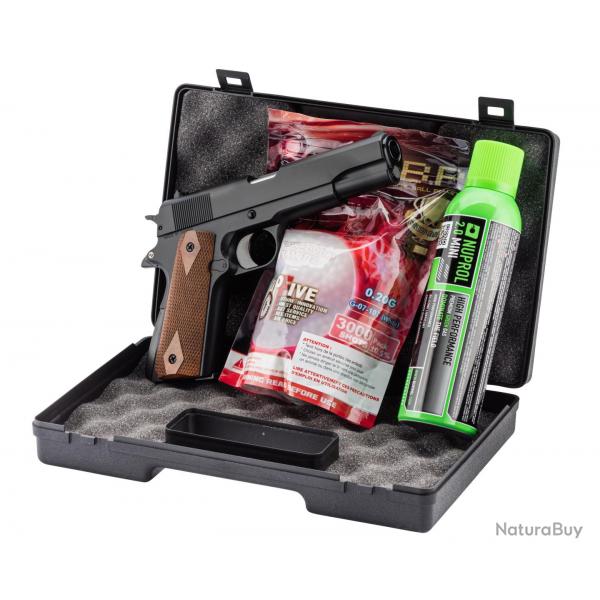 Pack GNB Gaz 1911 noir 0,5J + mallette + billes + gaz - PCKPG5500